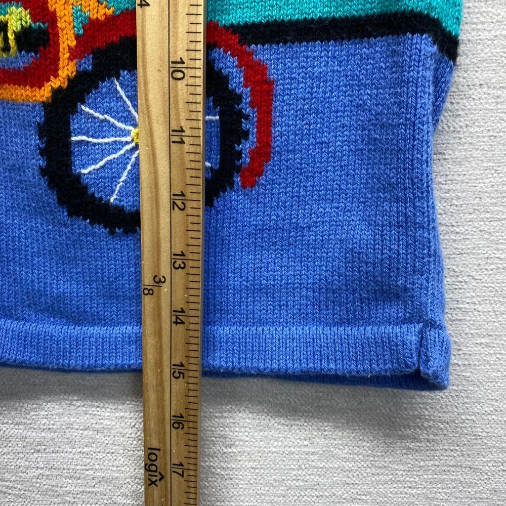 Chez Ami Bicycle Knit Sweater Vest Kids Size S Red Blue Colorblock V-Neck F5-835